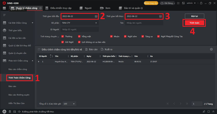 HƯỚNG DẪN SỬ DỤNG CHẤM CÔNG HIKVISION BẰNG PHẦN MỀM IVMS-4200