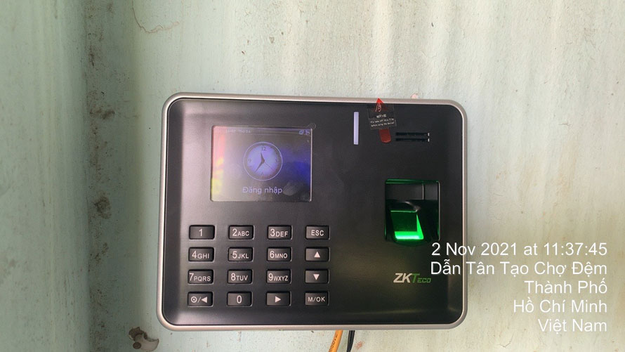 Lắp đặt máy chấm công vân tay Zkteco K21