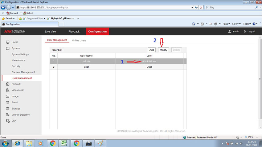 Hướng dẫn đổi mật khẩu đầu ghi camera hikvision trên máy tính