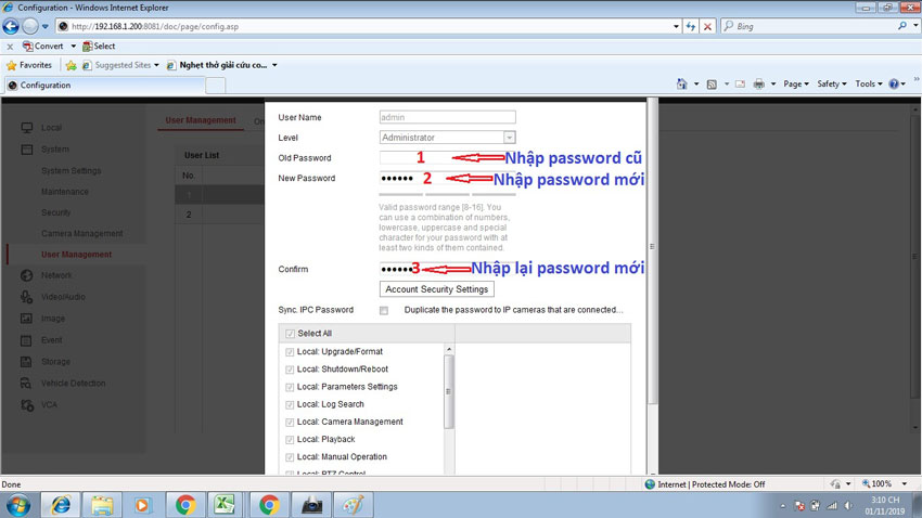 Hướng dẫn đổi mật khẩu đầu ghi camera hikvision trên máy tính