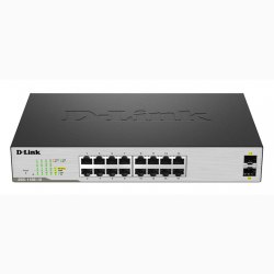 16 Port 10/100/1000Mbps + 2 SFP 1000Mbps Gigabit Smart Switch D-Link DGS-1100-18