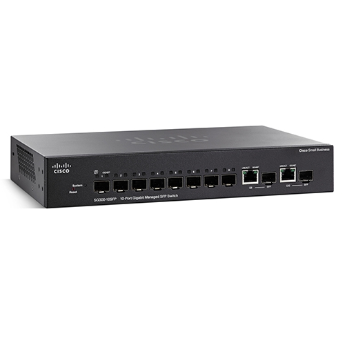 8-Port Gigabit SFP, 2-port Combo mini-GBIC Switch Cisco SG300-10SFP
